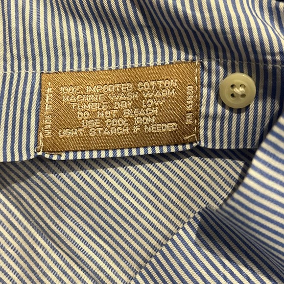 Gitman Bros Gold Men’s Large 16.5 Blue and White Striped Button Down - Picture 4 of 9